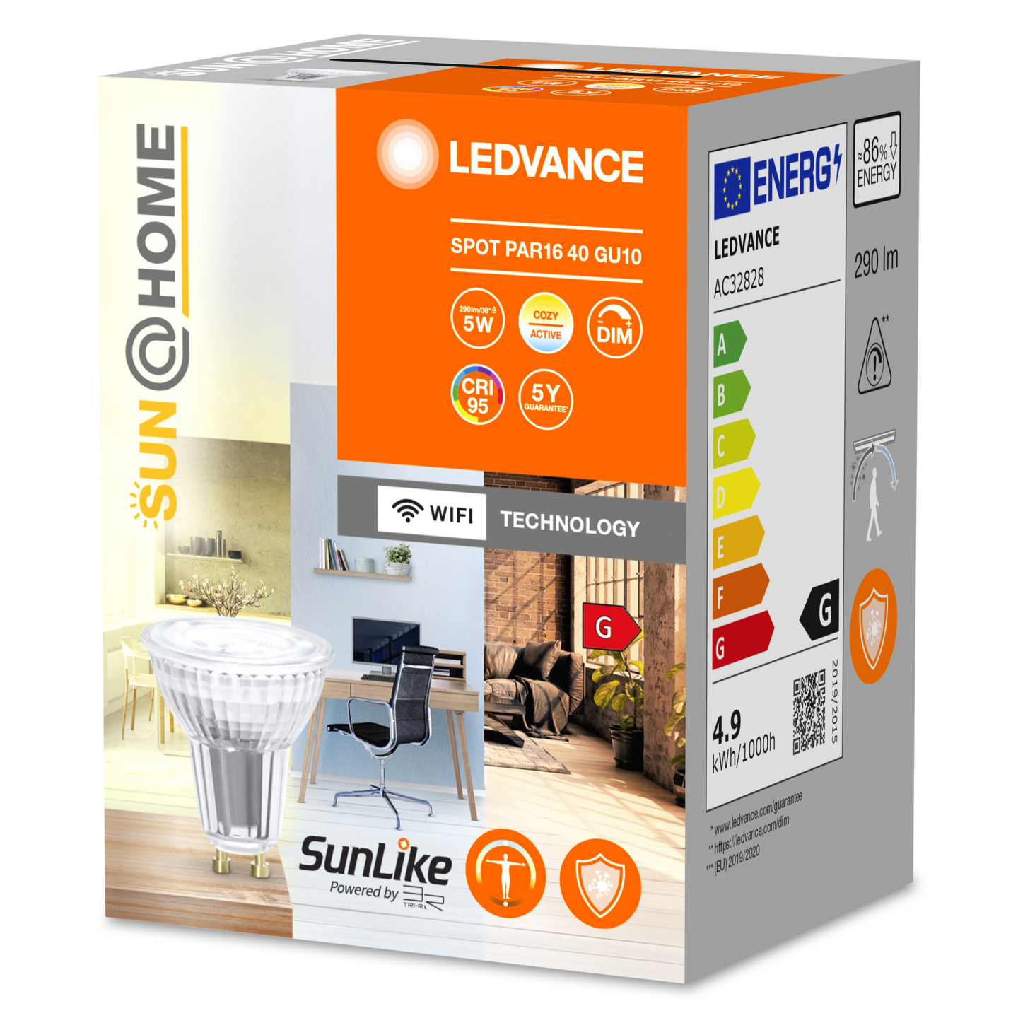 Led-kohdelamppu LEDVANCE SMART+ SUN@HOME PAR16 290lm 38D TW GU10