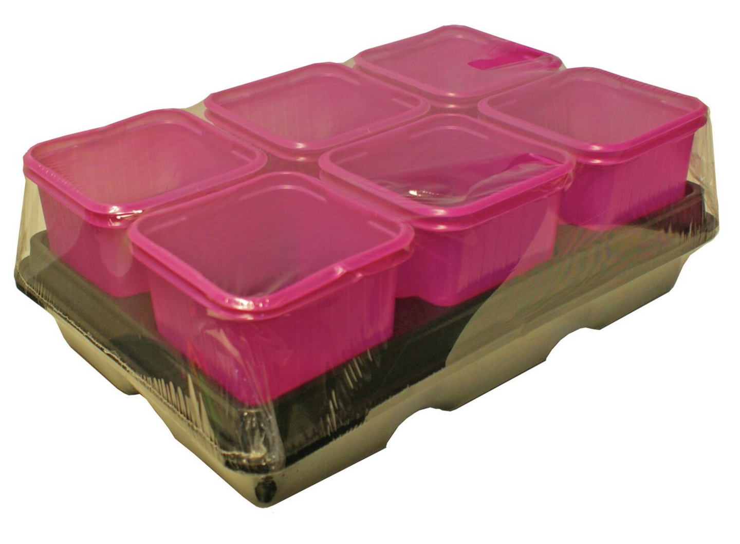 Muoviruukut ja alusta Vefi pinkki/musta