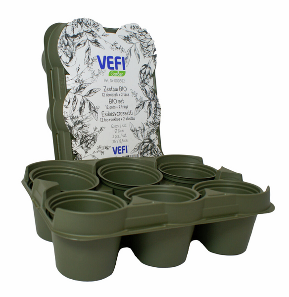 Bioruukut ja alustat Vefi 12+2kpl