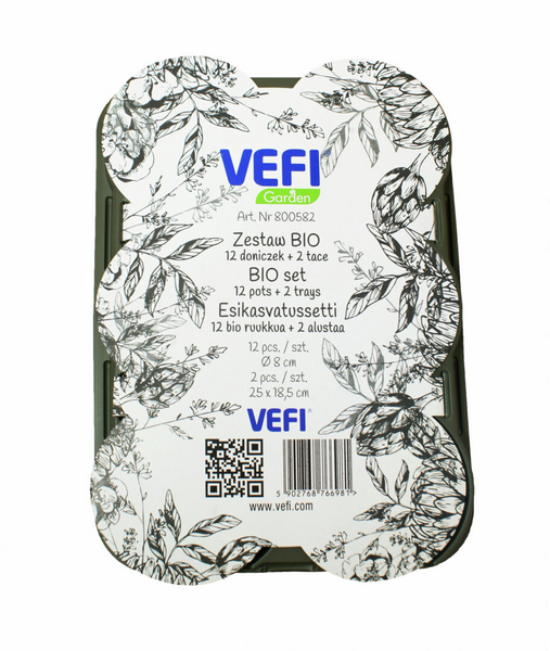 Bioruukut ja alustat Vefi 12+2kpl