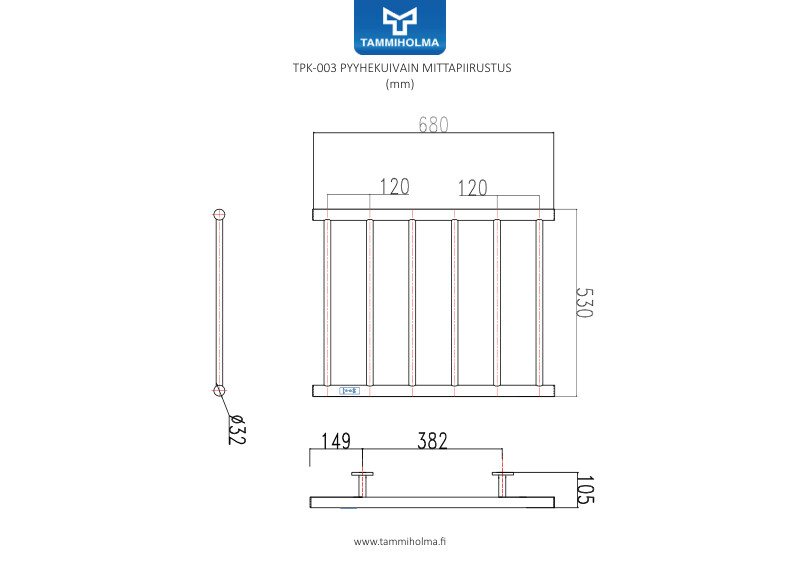 Pyyhekuivain tpk-003 60 W ajastin kromi