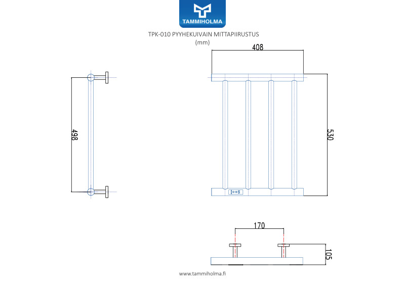 Pyyhekuivain Tammiholma TPK-010 50W ajastimella musta