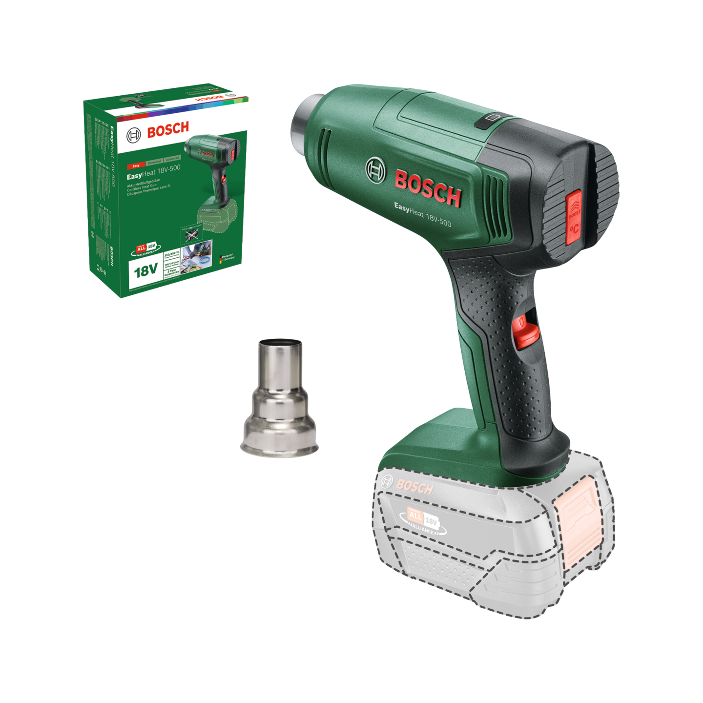 Akkukuumailmapuhallin Bosch EasyHeat 18V-500 Solo