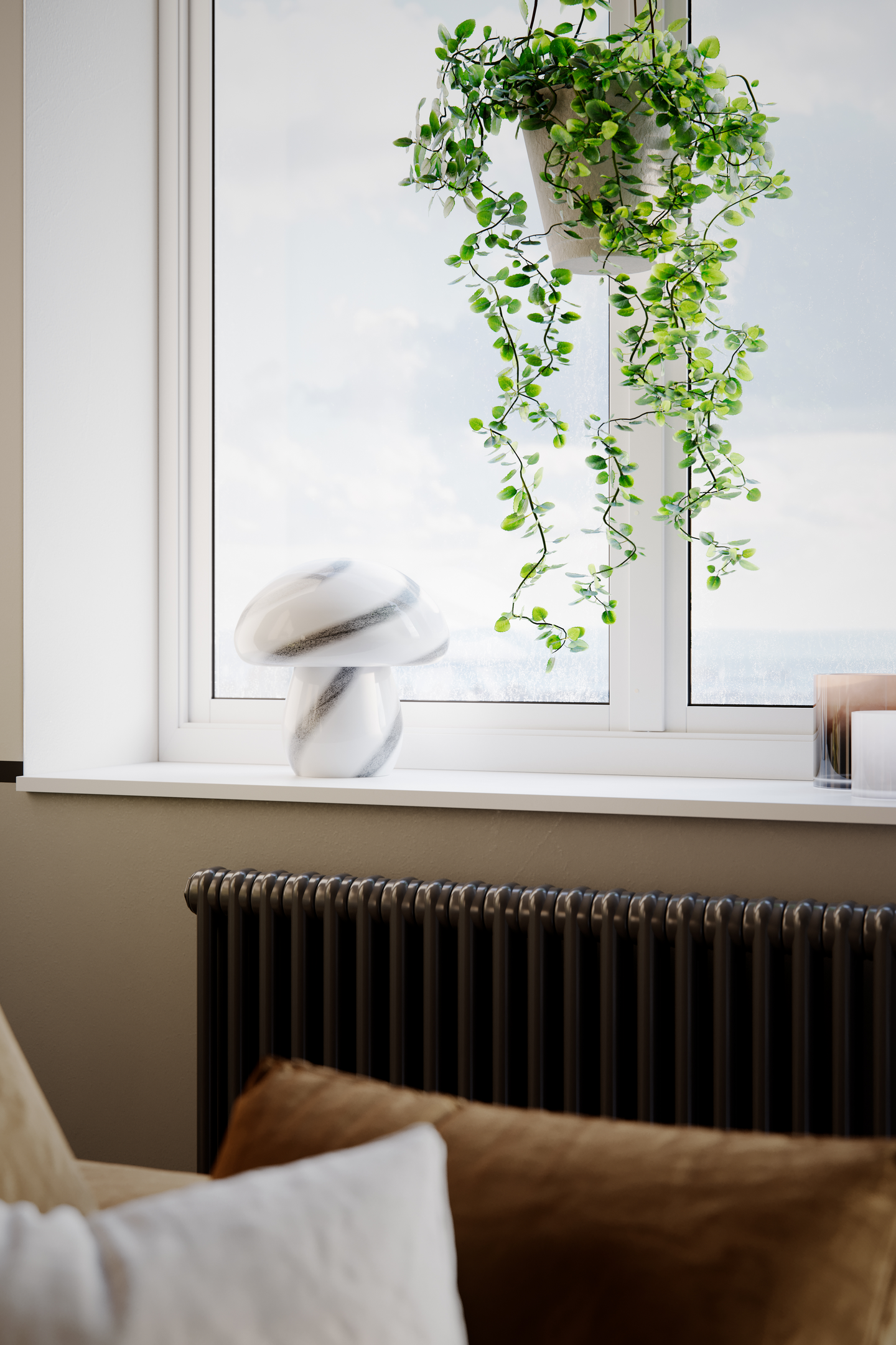 Pöytävalaisin By Rydens Mira Mushroom valkoinen