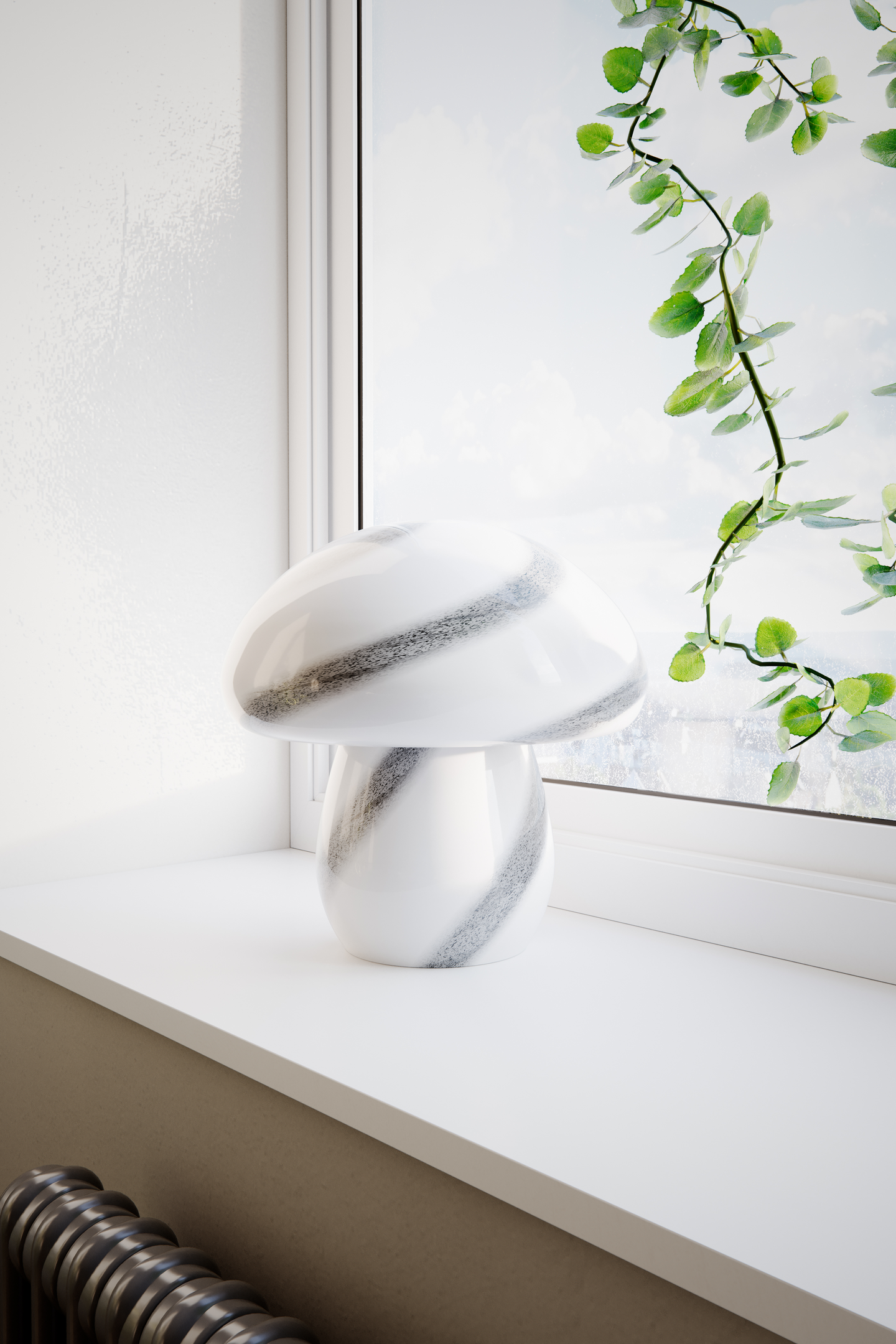 Pöytävalaisin By Rydens Mira Mushroom valkoinen