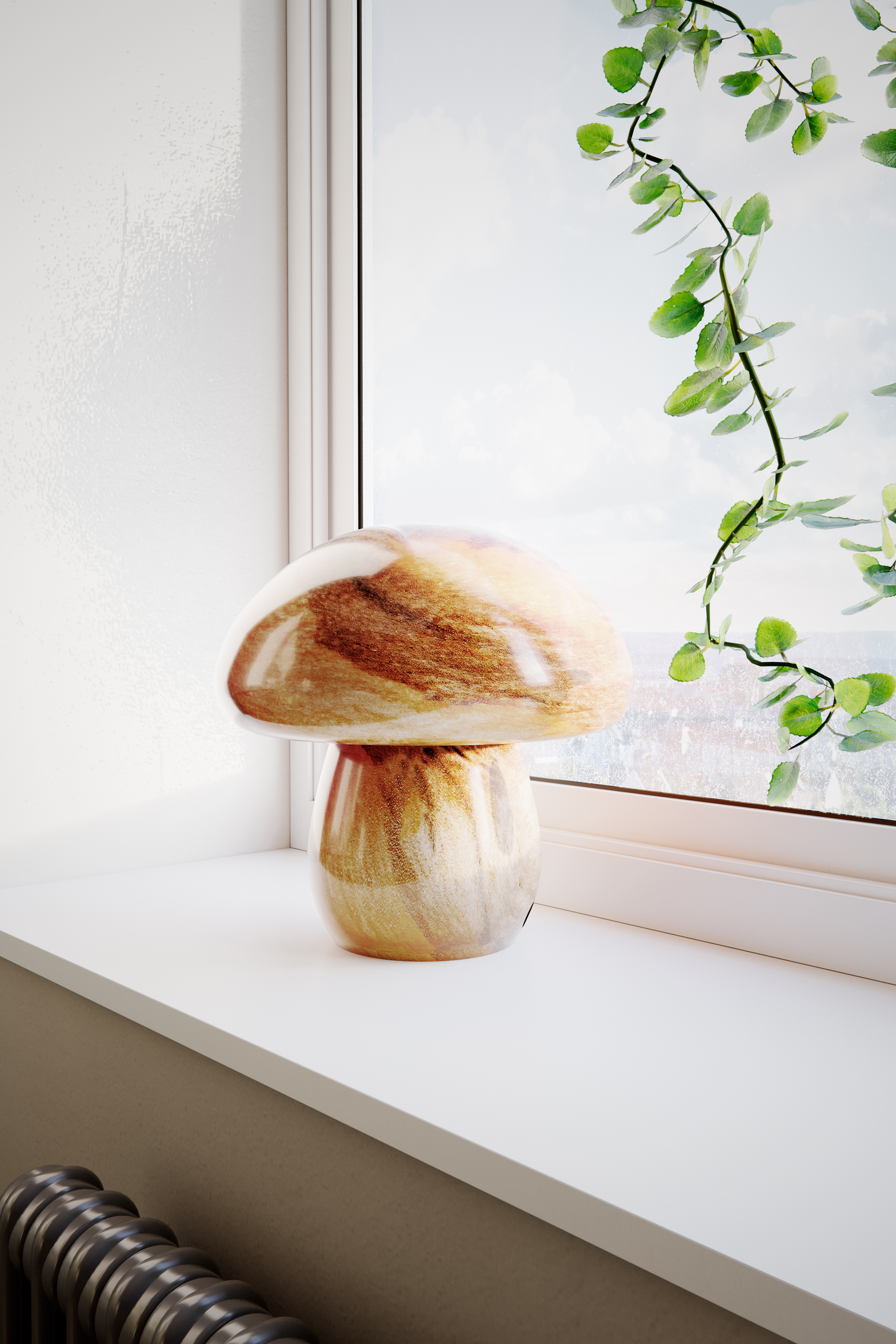 Pöytävalaisin By Rydens Mira Mushroom valkoinen