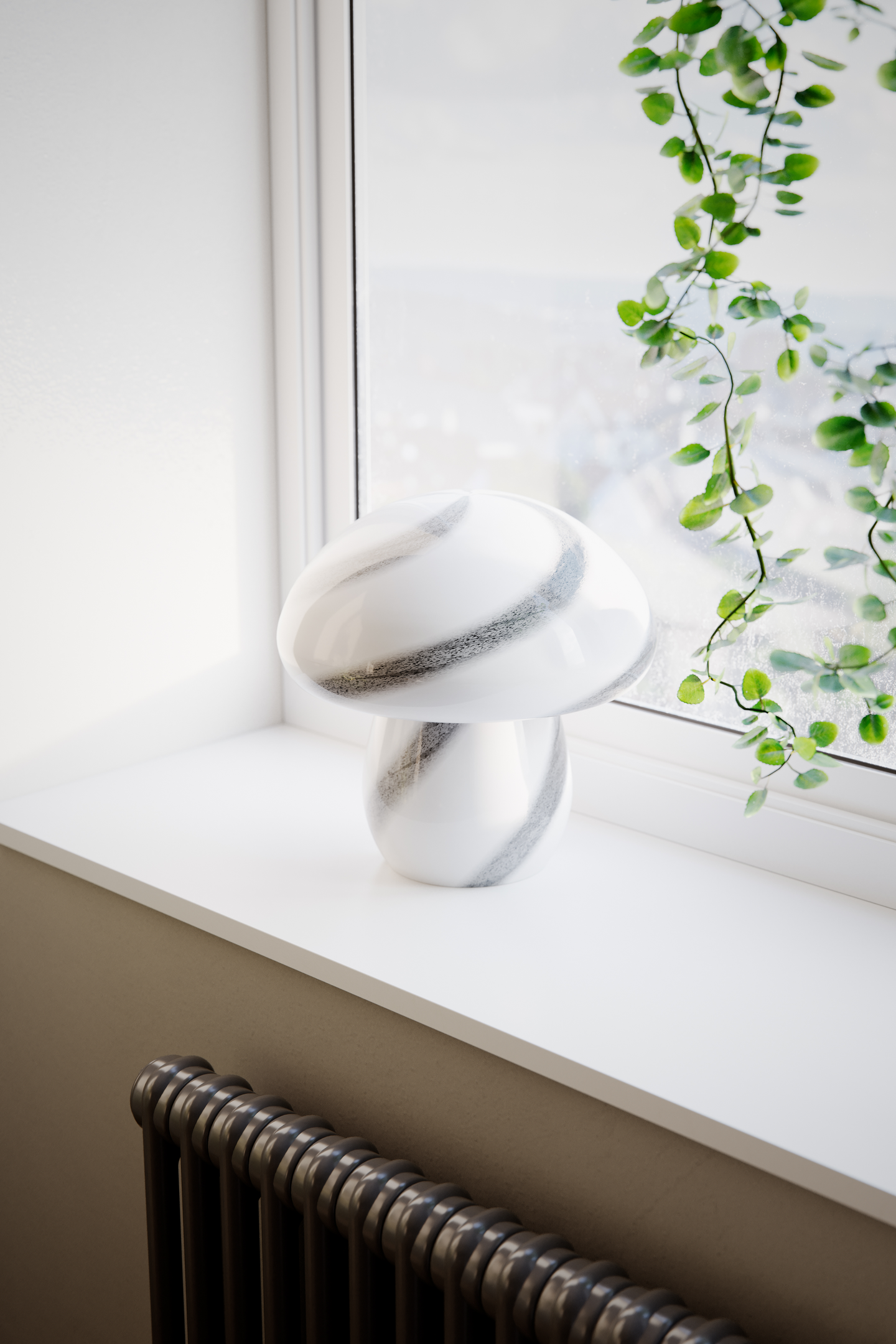 Pöytävalaisin By Rydens Mira Mushroom valkoinen