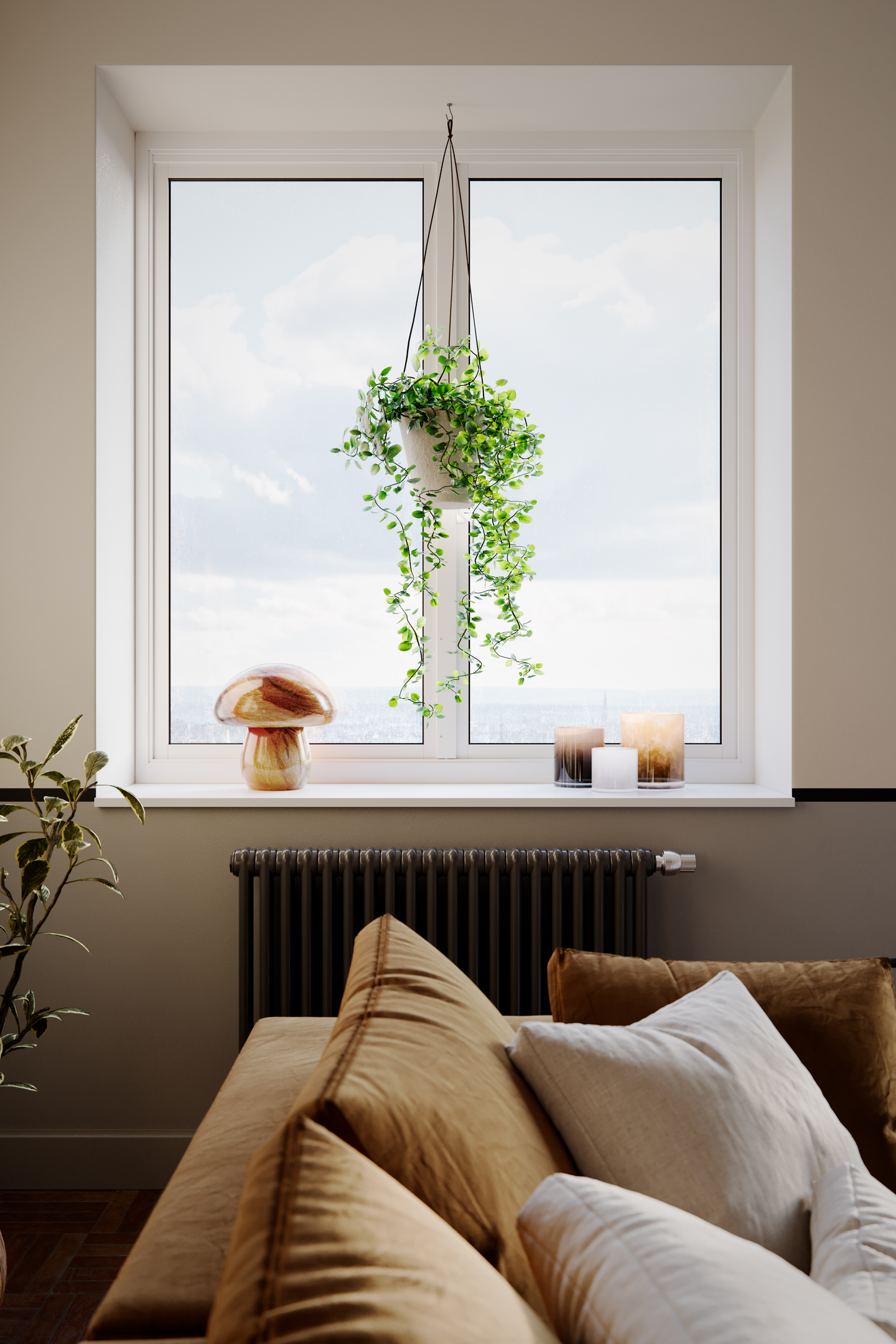 Pöytävalaisin By Rydens Mira Mushroom valkoinen