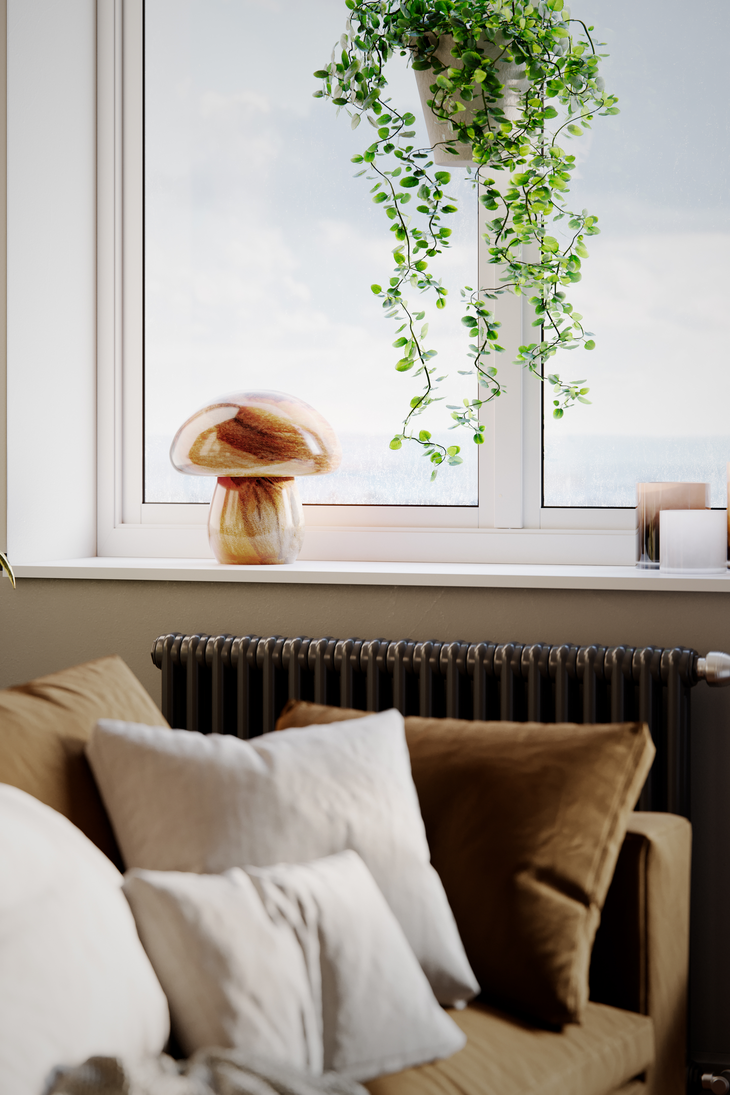 Pöytävalaisin By Rydens Mira Mushroom valkoinen