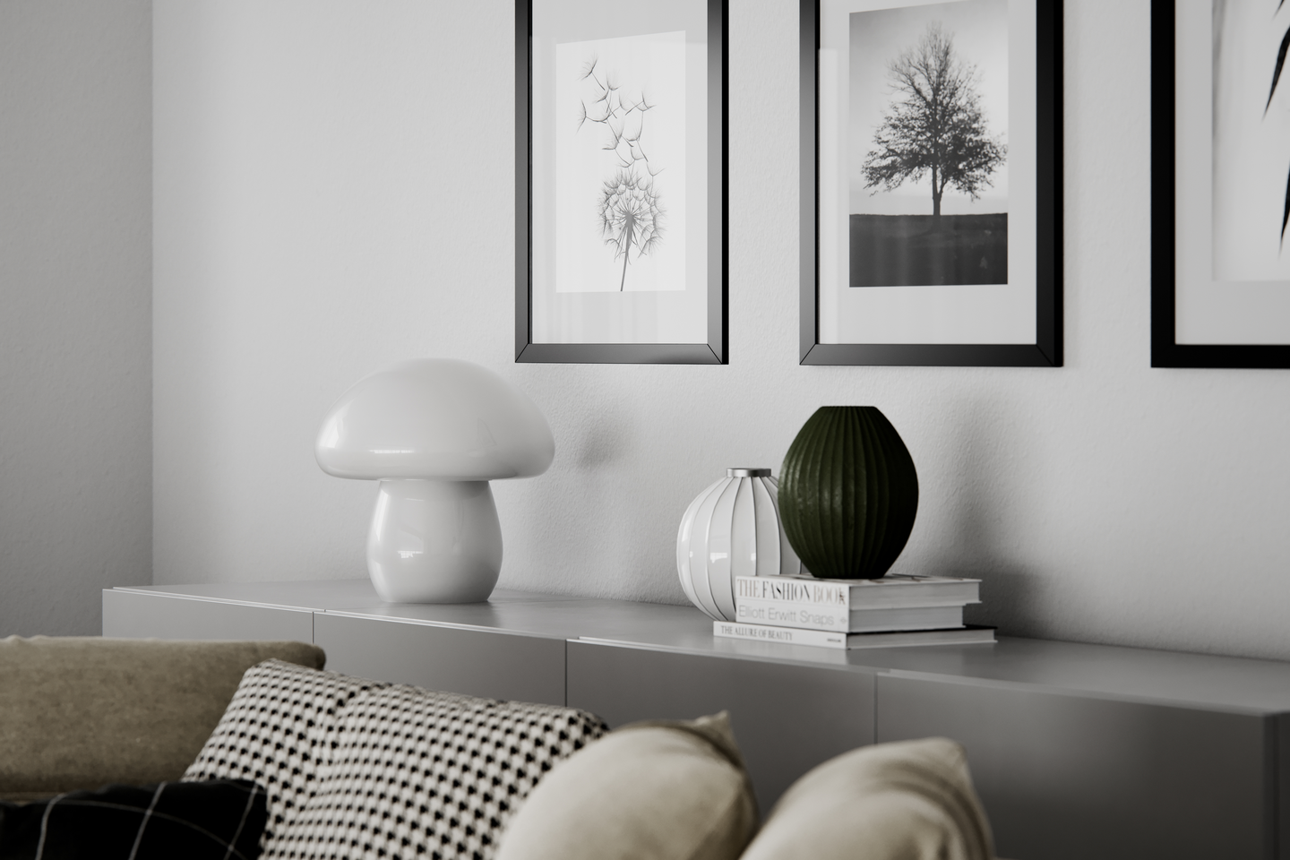 Pöytävalaisin By Rydens Mira Mushroom valkoinen