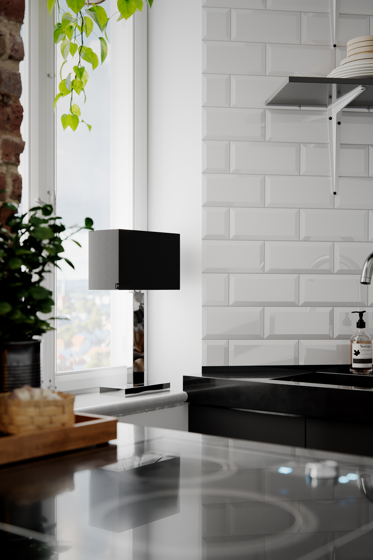 Pöytävalaisin By Rydens Prime 47 kromi/musta