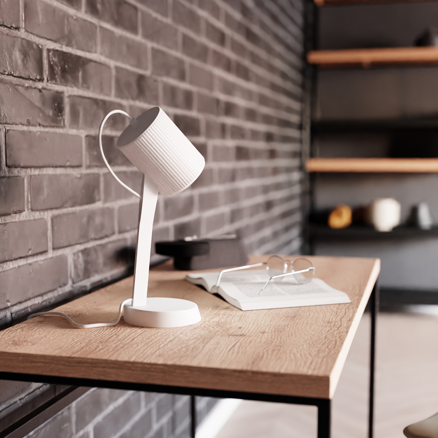 Pöytävalaisin Sessak Jaxon valkoinen E14