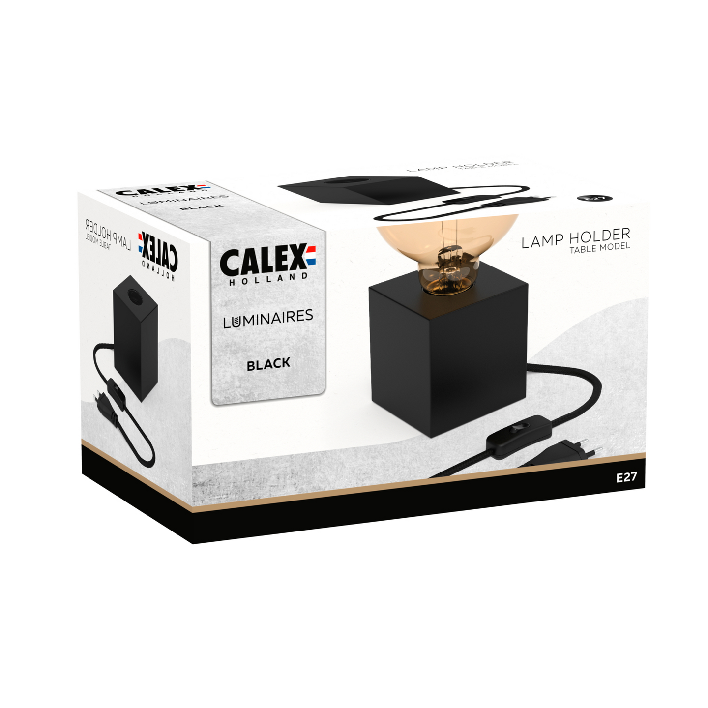 Pöytävalaisin Calex Kuutio E27 mattamusta