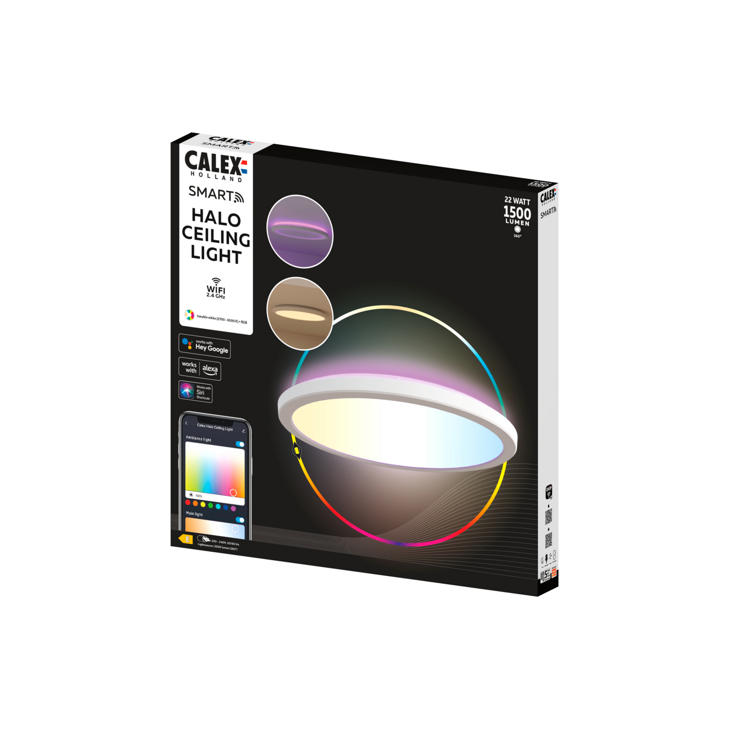 Plafondi Calex Smart Halo 30 IP54 valkoinen