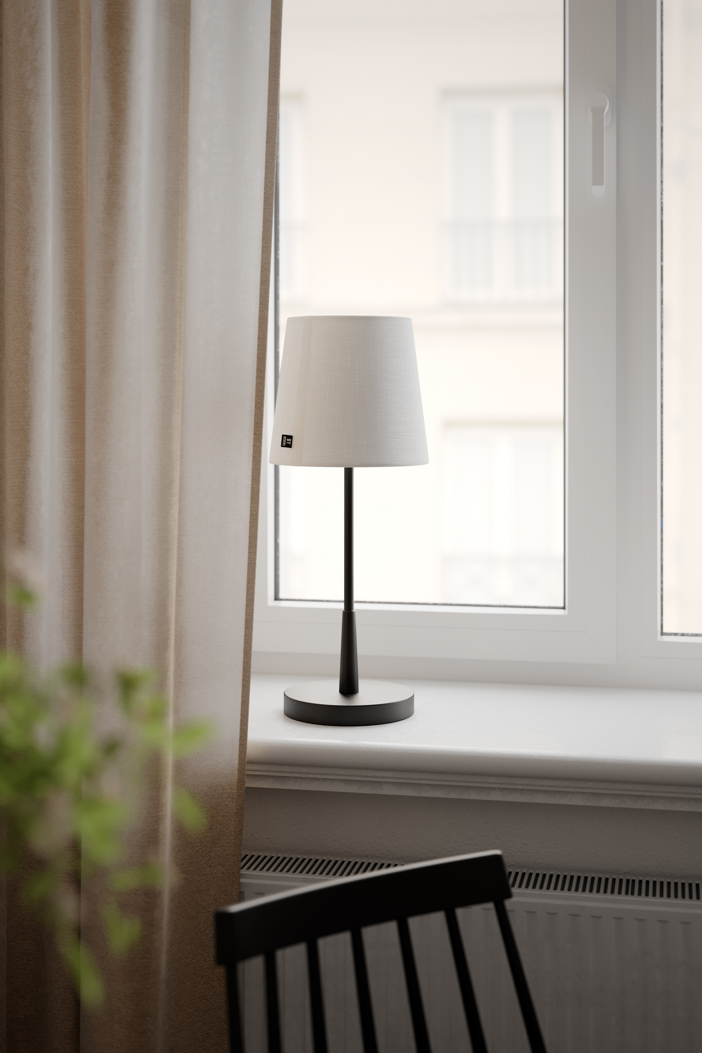 Pöytävalaisin By Rydens Lumi matala mattamusta/valkoinen