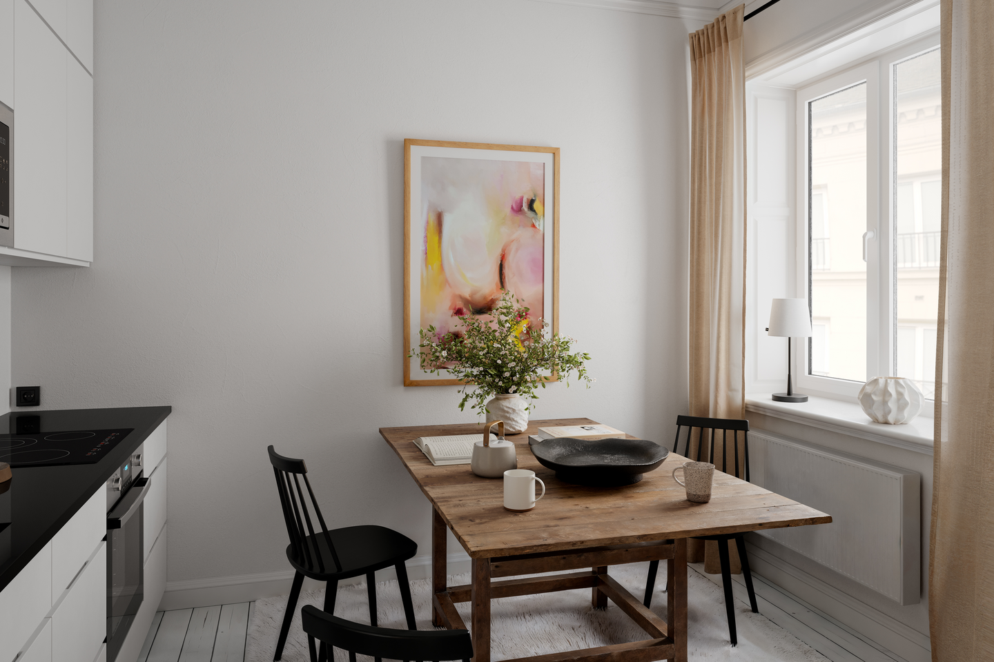 Pöytävalaisin By Rydens Lumi matala mattamusta/valkoinen