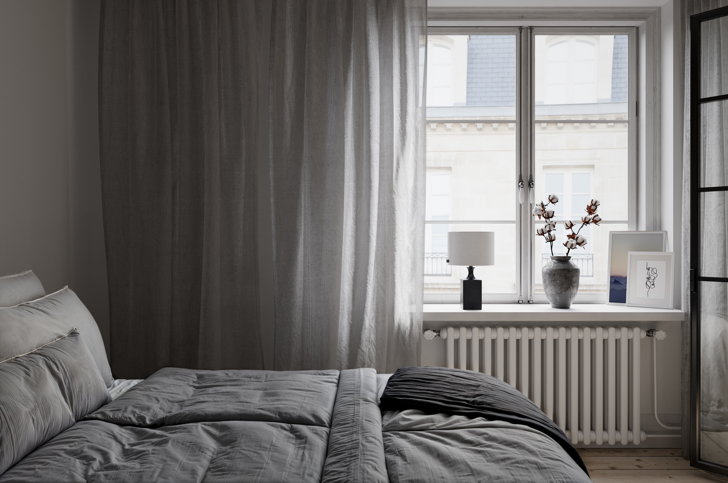 Pöytävalaisin By Rydens Woody matala musta/valkoinen