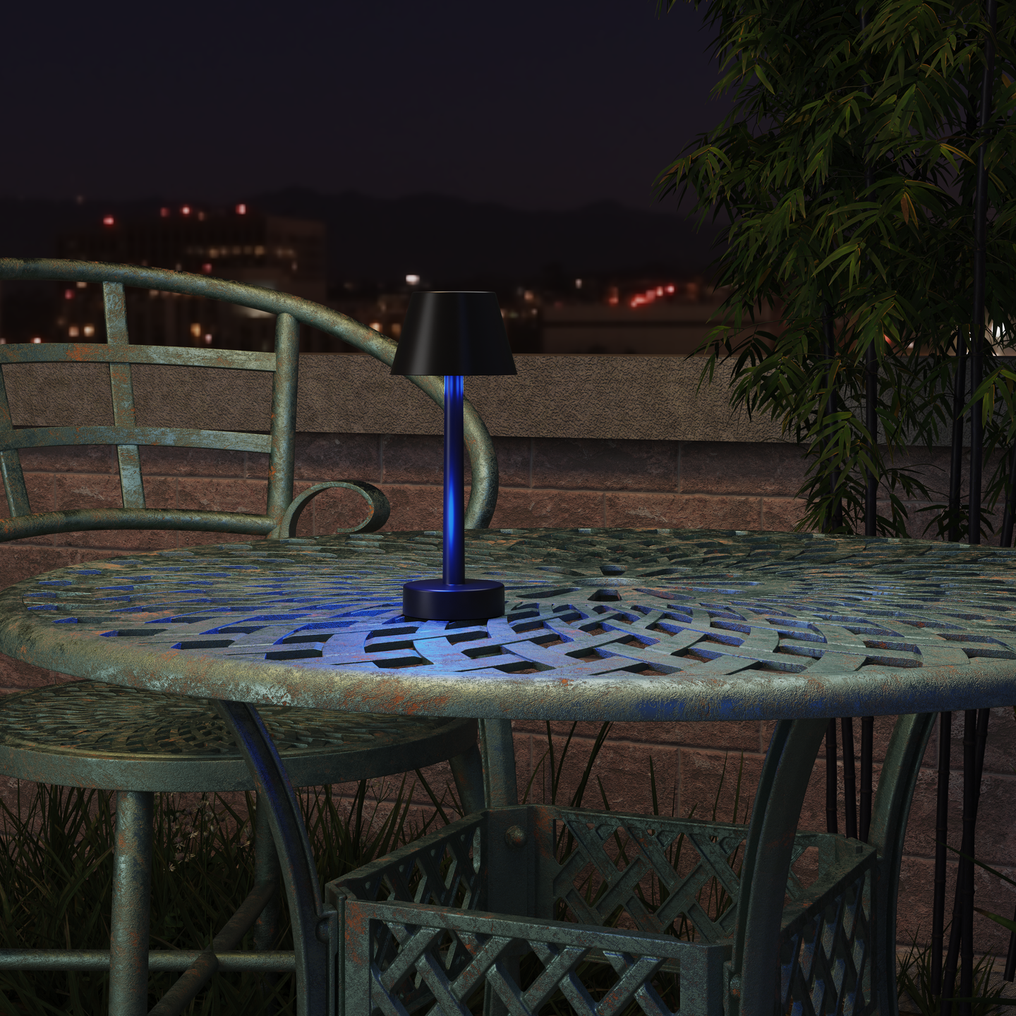 Pöytävalaisin Calex Lucca IP54 ladattava musta