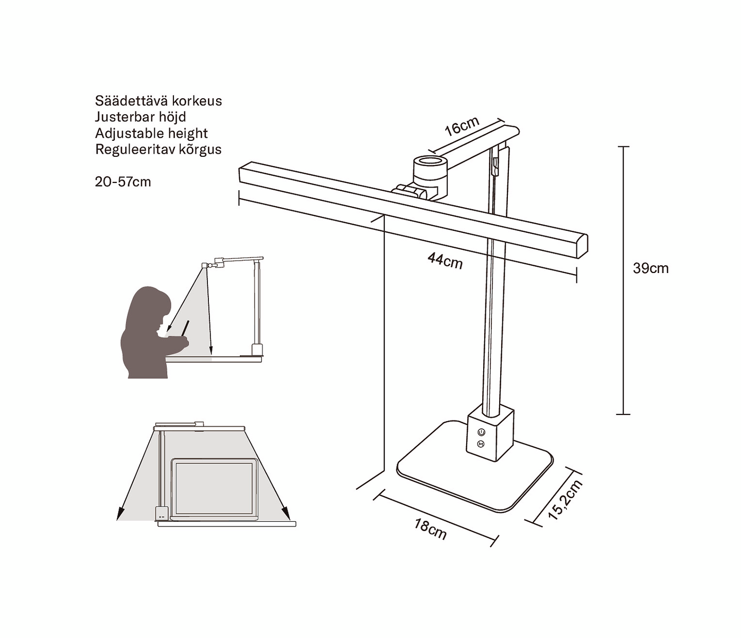 Työpöytävalaisin Airam Trina 45 600lm valkoinen