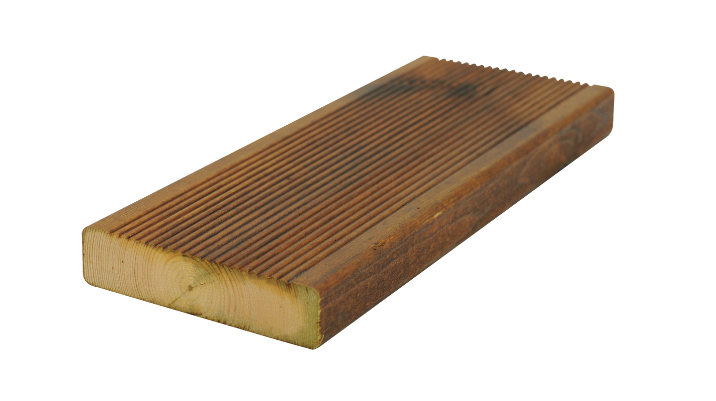 Terrassebord Rillet Duo 28x120x3900 Furu Royalimpregnert Brun - Alvdal Royal