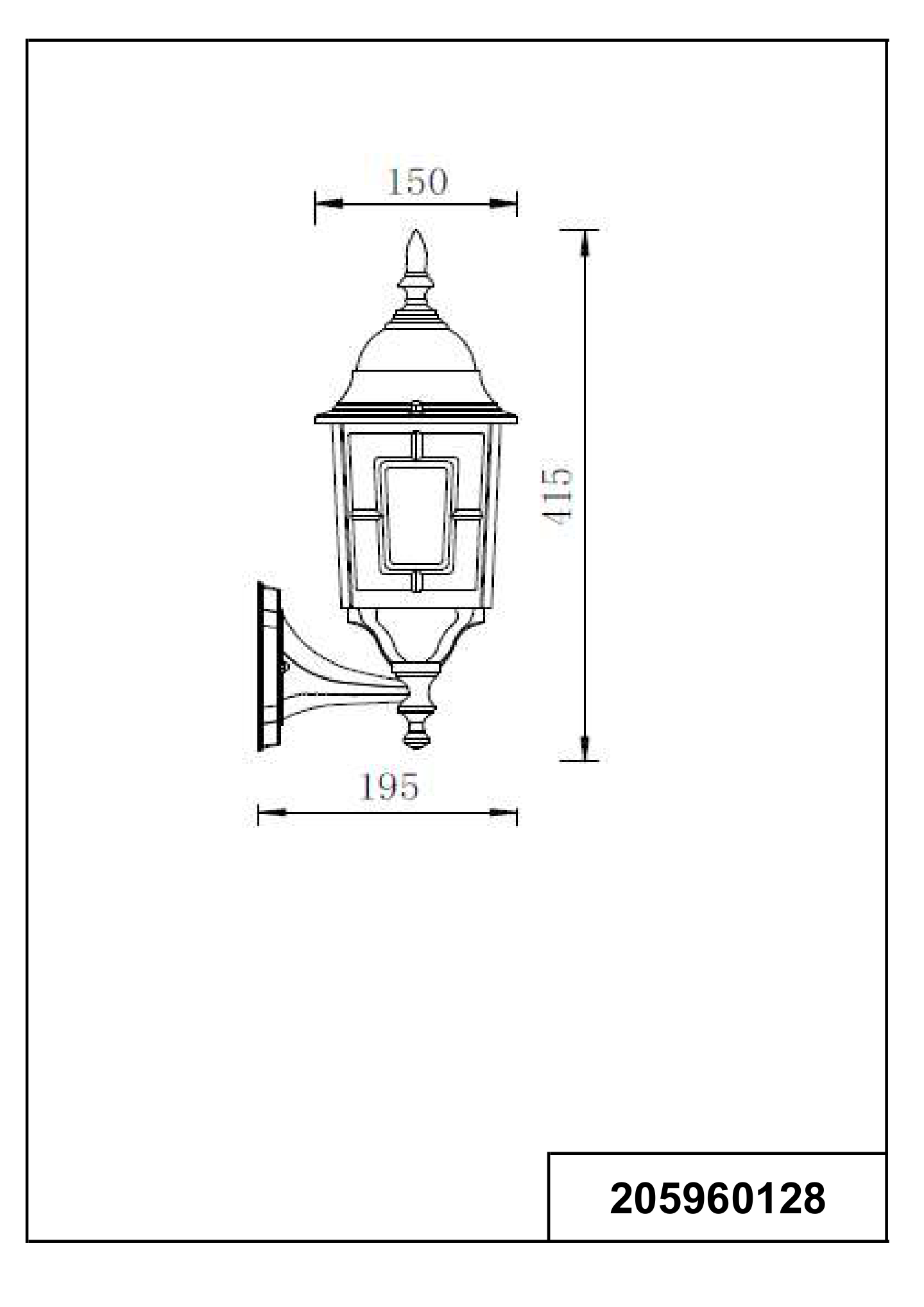 Ulkoseinävalaisin TRIO Volturno E27 antiikkirustiikki lyhty ylöspäin