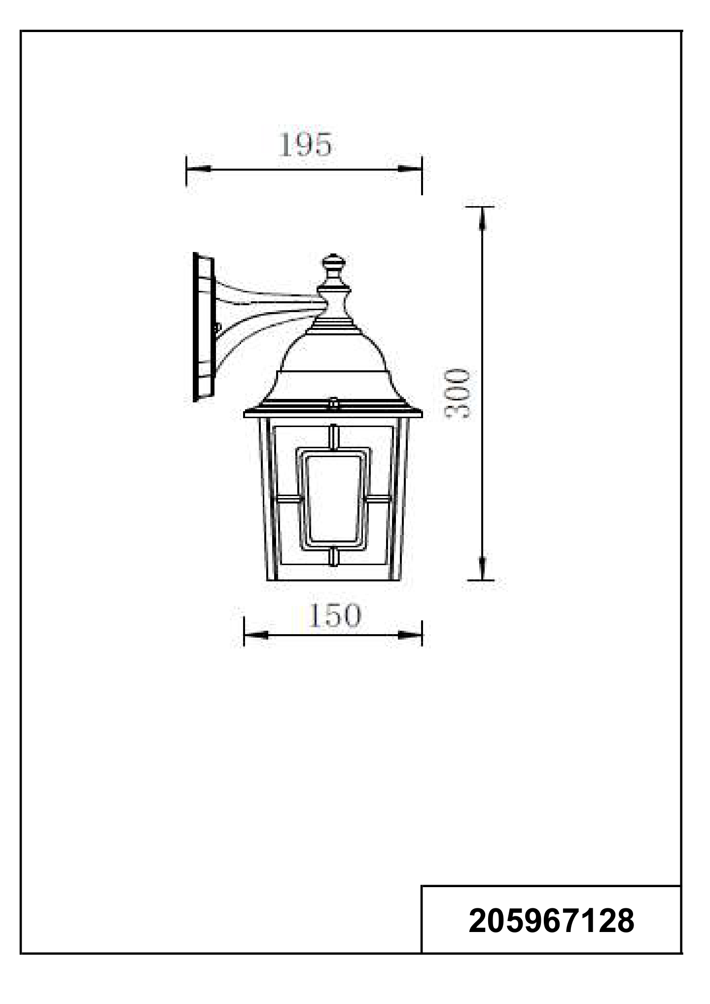 Ulkoseinävalaisin TRIO Volturno E27 antiikkirustiikki lyhty alaspäin
