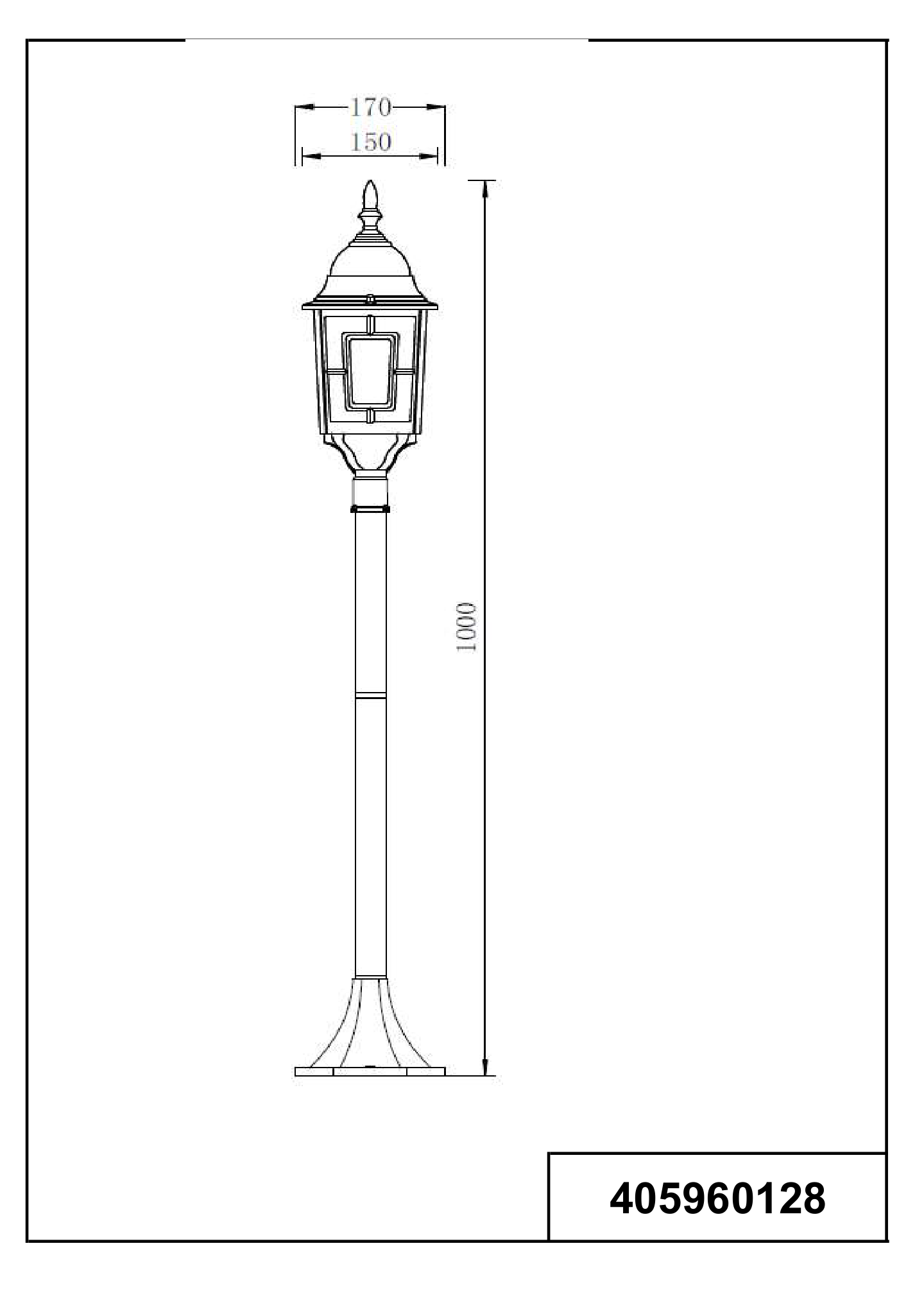 Ulkopylväsvalaisin TRIO Volturno E27 1-osainen 100cm antiikkirustiikki
