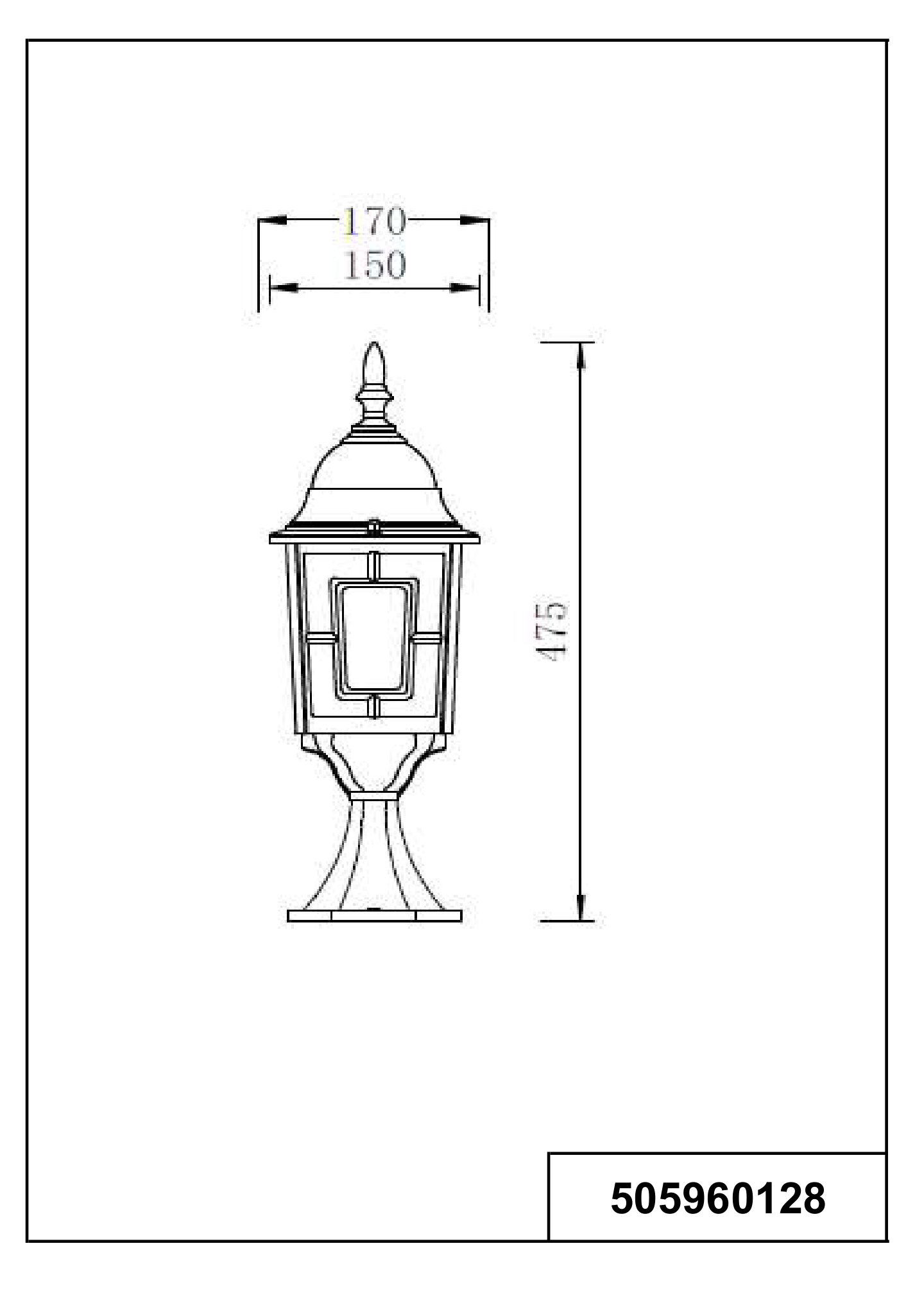 Ulkopylväsvalaisin TRIO Volturno E27 1-osainen 47cm antiikkirustiikki