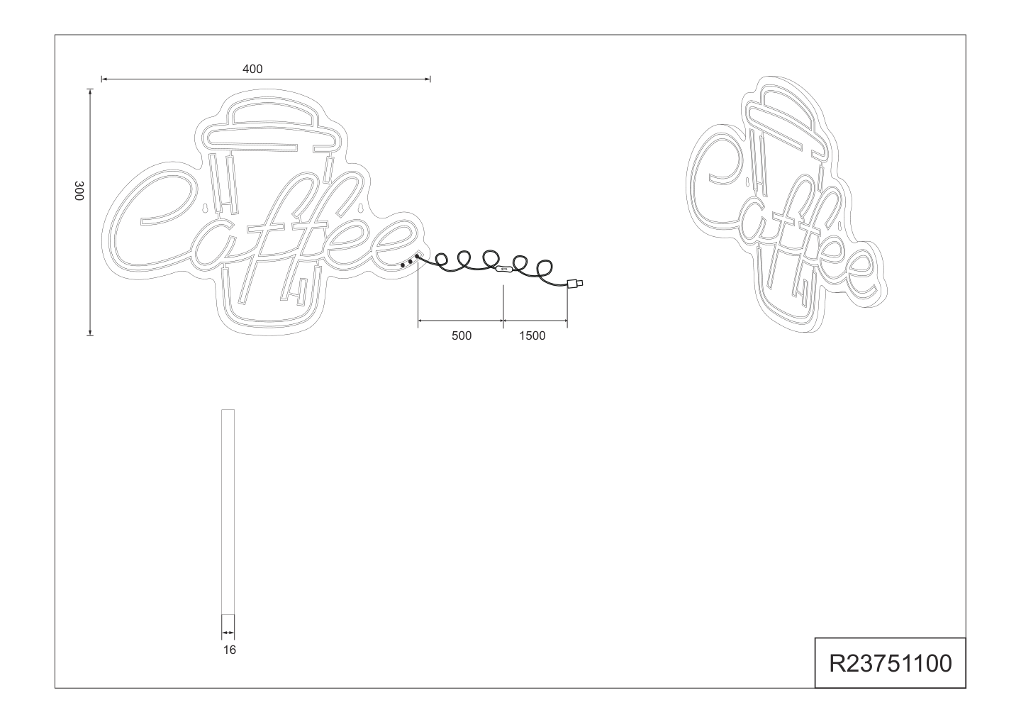 Seinävalaisin TRIO Coffee neonkyltti led 5W