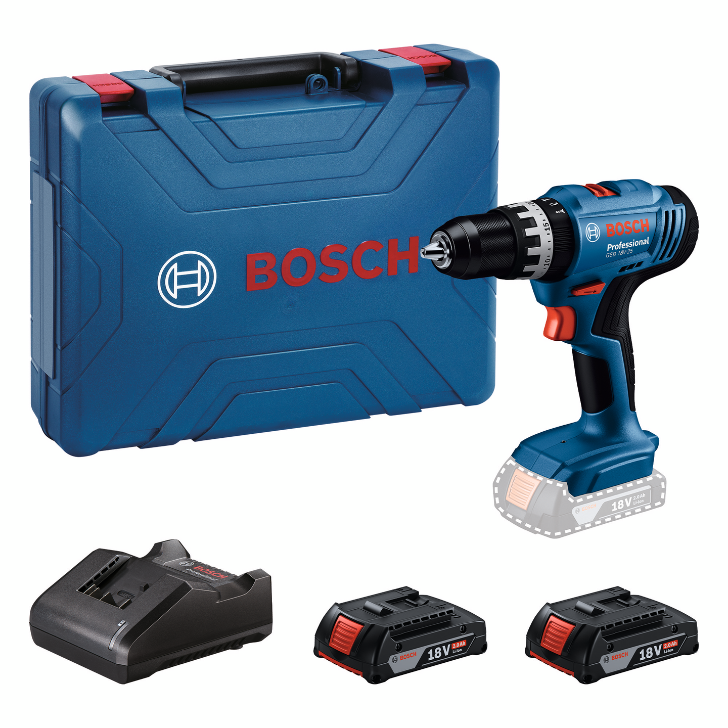 Akkuiskuporakone Bosch GSB 18V-25 2x2,0Ah Case