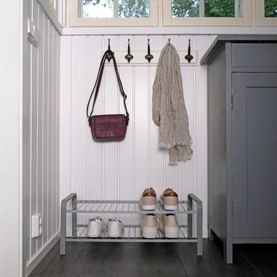 Kenkäteline LM 392 WOOD 870mm hopea