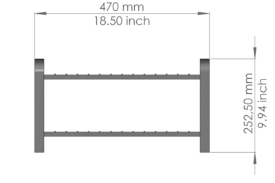 Kenkäteline LM 390 WOOD 470mm hopea