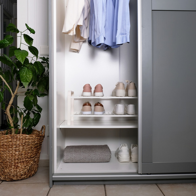 Kenkäteline LM 390 WOOD 470mm valkoinen