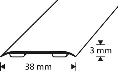 Tarra-saumalista 38mm kulta-anodisoitu sileä 3000mm