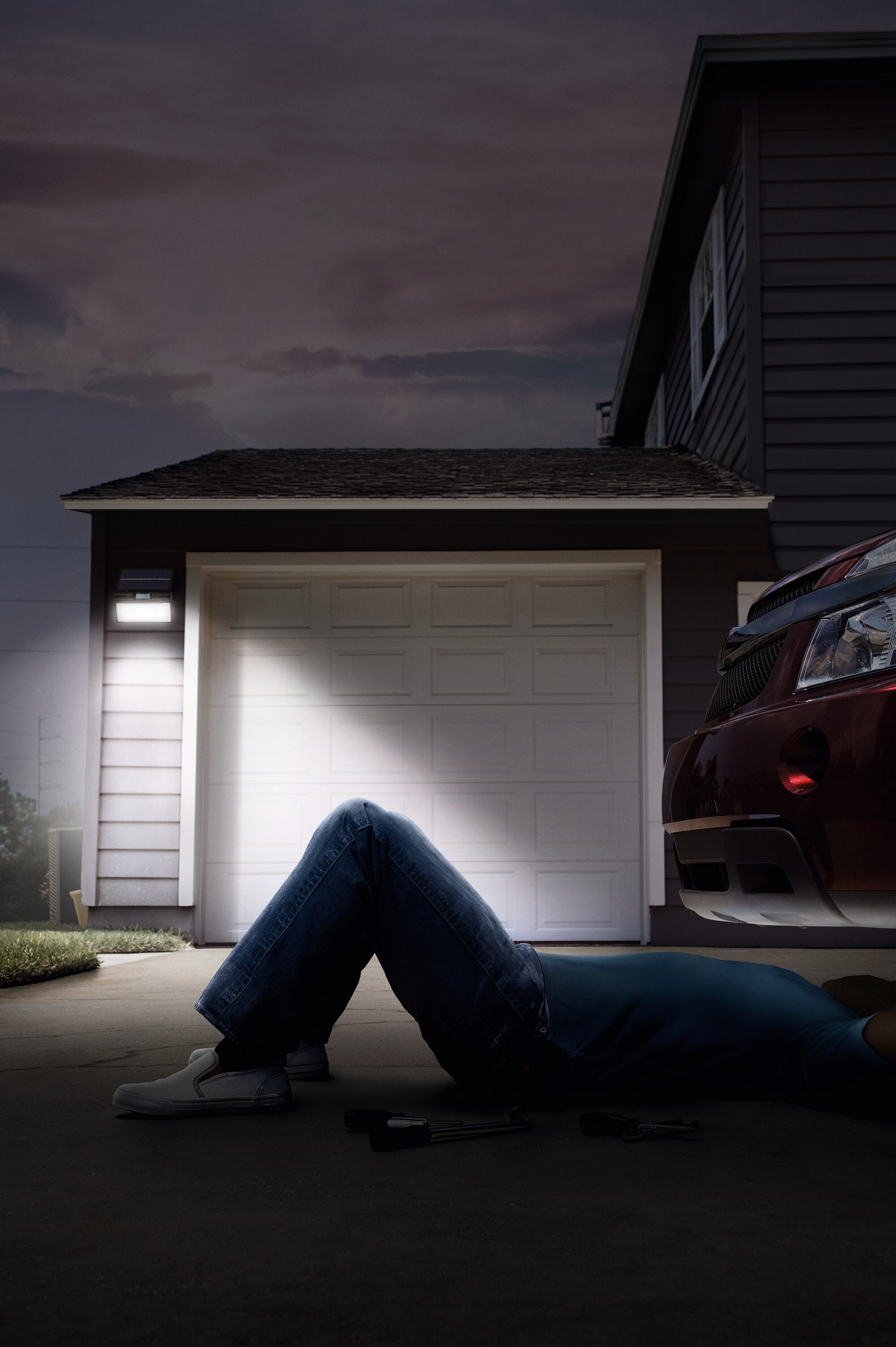 Led-seinävalaisin OSRAM Endura Solar Double 3000K 380lm IP44 harmaa