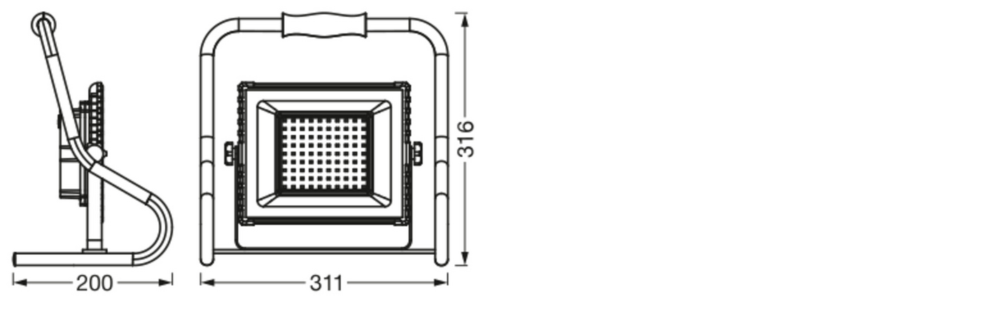 Led-työvalaisin OSRAM Worklight 30W 4000K 2400lm R-jalusta akulla