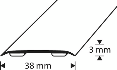 Tarra-saumalista 38mm kulta-anodisoitu sileä 3000mm