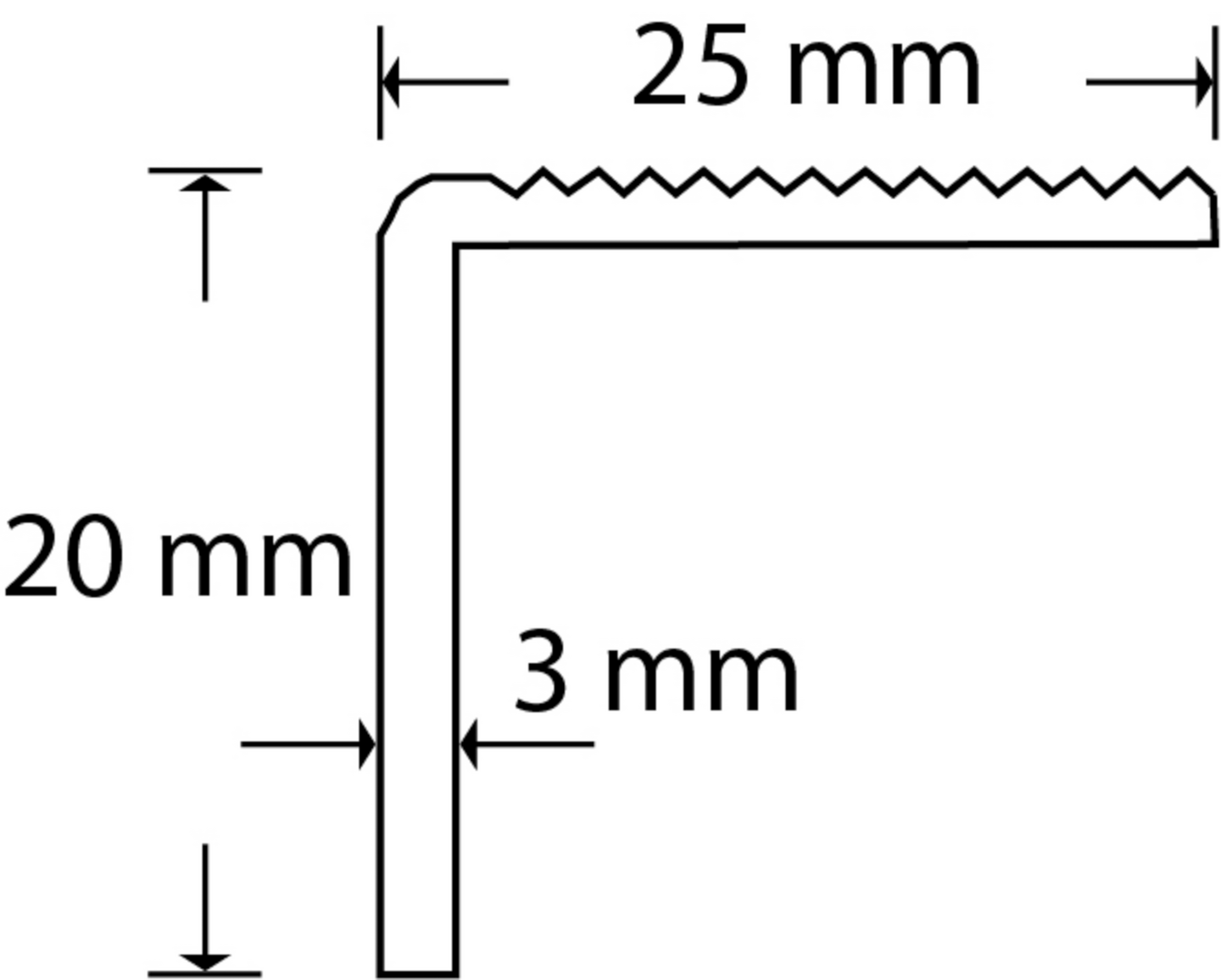 Askelkulmalista 25x20mm ruostumaton teräs uritettu reijitetty 3000mm