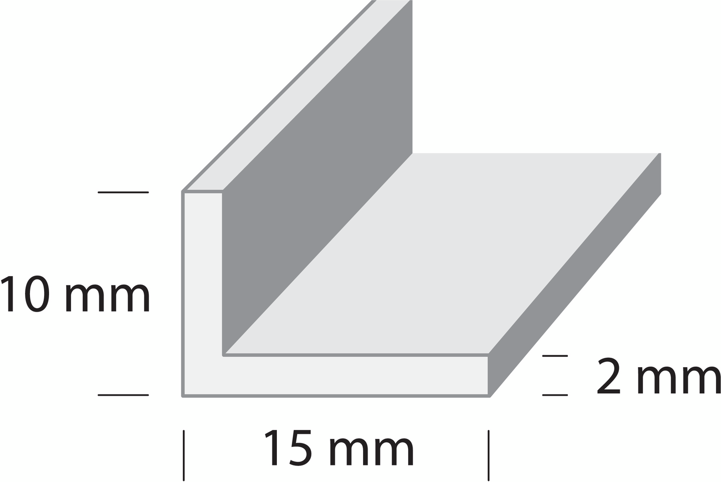 Kulmalista 15x10x2mm Carbon Black alumiini 1000mm