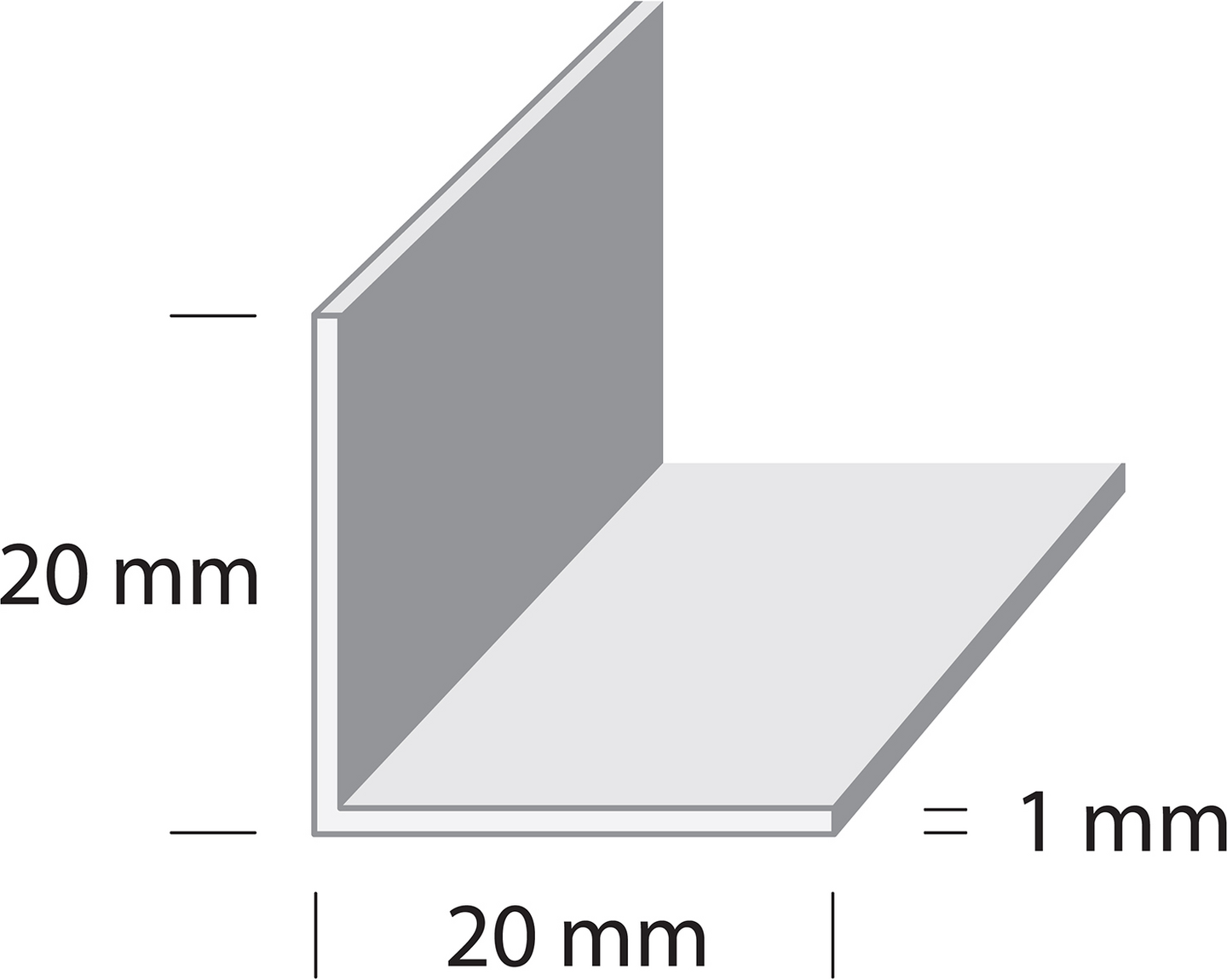 Kulmalista 20x20x1mm Carbon Black alumiini 2000mm