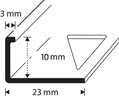 Laattapäätelista Dione 10mm messinki 2500mm