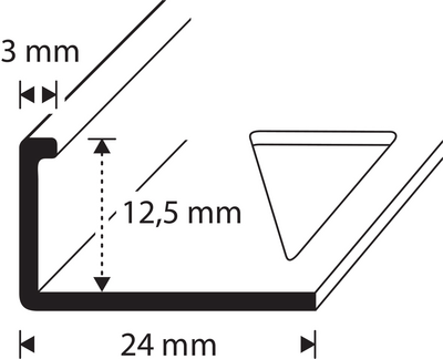 Laattapäätelista Dione 12,5mm messinki 2500mm