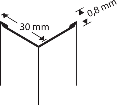 Kulmasuojalista 30x30x0,8mm hiottu RST nekatut reunat 3000mm
