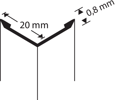 Kulmasuojalista 20x20x0,8mm hiottu RST nekatut reunat 3000mm