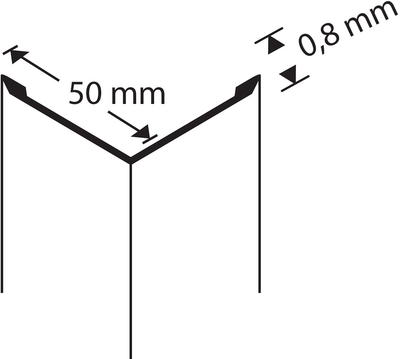 Kulmasuojalista 50x50x0,8mm hiottu RST nekatut reunat 3000mm