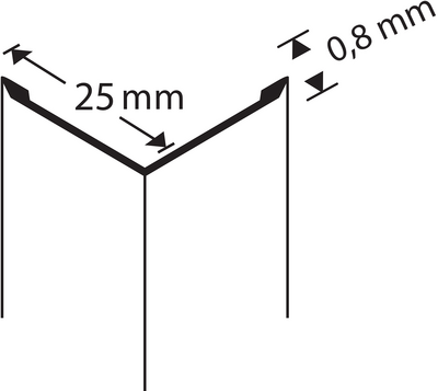 Kulmasuojalista 25x25x0,8mm hiottu RST nekatut reunat 3000mm