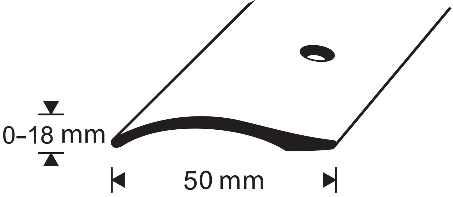 Eritasolista 50mm kulta-anodisoitu tasoero 0-18mm 1000mm