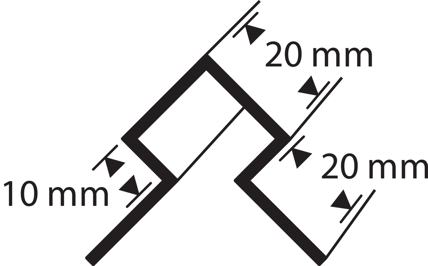 Laatta-askelkulma 10mm 2,5m hiottu rst e 20-10