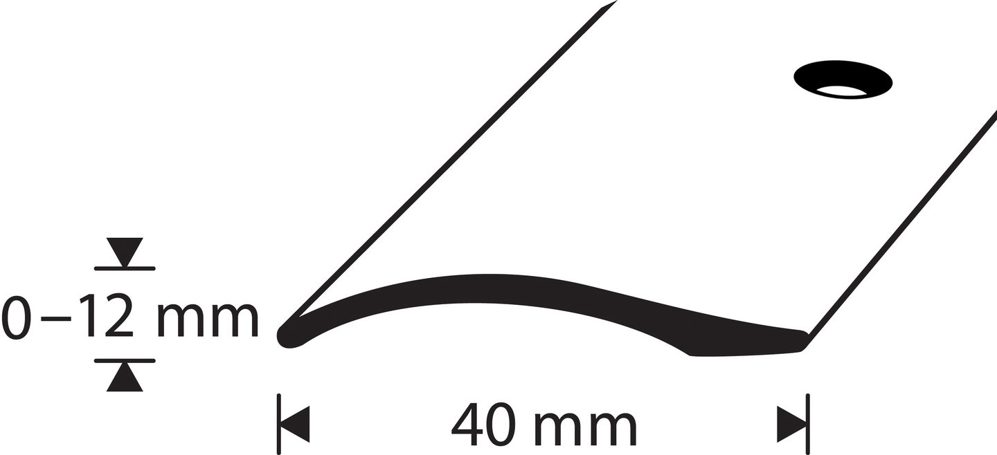 Eritasolista 40mm messinki kiiltävä tasoero 0-12 sileä 1000mm
