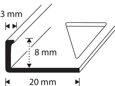 Pääte- ja suojalista 8mm 2,5m alumiini a80